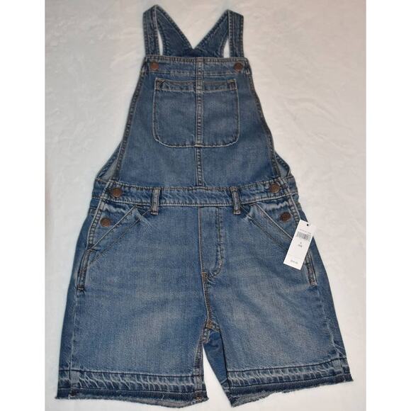 Gap Kids Denim Overall Shorts, NWT, Large Size 10, Medium Blue - Picture 1 of 6